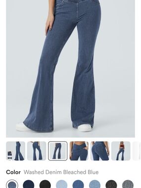 HALARA Bleached Washed Blue Flare Jeans
